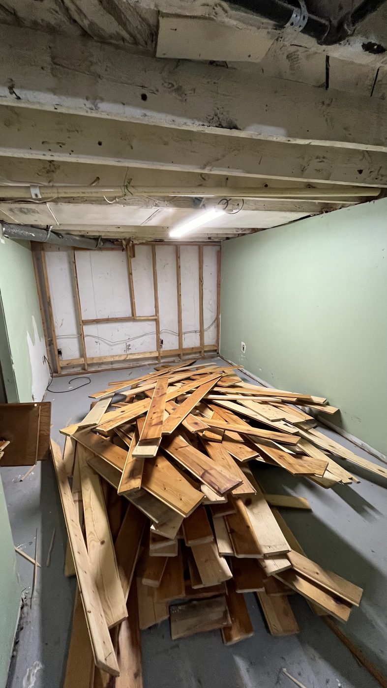 Room gutted down to the studs during renovation