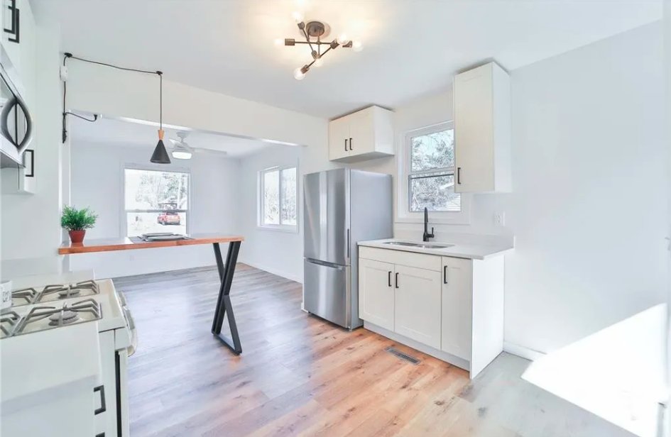Finished kitchen and dining nook from the listing